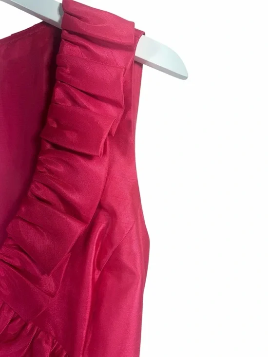 Jessica Howard Hot Pink Ruffled V-Neck Tie-Waist Dress size 12 - Picture 8 of 16